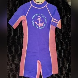 Sun Skinz Purple and Pink Girls Wet Suit- 8